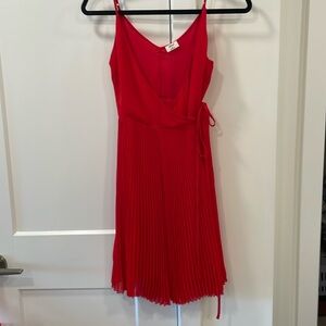 Aritzia Red Twirl Pleated Dress